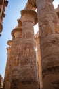 Columns in Great Hypostyle Hall at the Temple of Karnak ancient Thebes. Luxor, Egypt Royalty Free Stock Photo