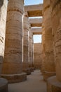 Columns in Great Hypostyle Hall at the Temple of Karnak ancient Thebes. Luxor, Egypt Royalty Free Stock Photo
