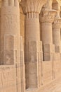 Columns of Hathor head goddess (Philae) Royalty Free Stock Photo