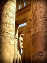 Columns in the Hypostyle Hall at the Temple of Karnak (Luxor, Egypt) Royalty Free Stock Photo