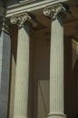 Columns with Ionic capitals on the facade of building in Madrid Royalty Free Stock Photo