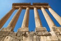 The columns of the Jupiter Tempel of Baalbek from low angle viewpoint, Lebanon Royalty Free Stock Photo