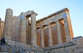 Entrance to the Acropolis Just Above the Theater Odeon of Herodes Royalty Free Stock Photo