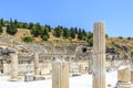 Columns and Odeon amphitheater in ancient city Ephesus in Selcuk, Izmir, Turkey Royalty Free Stock Photo