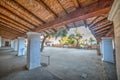 Columns in Old Mission Santa Barbara Royalty Free Stock Photo