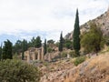 The Columns of the Oracle of Delphi on Mount Parnassus in Greece