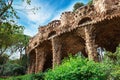 Columns in Park Guell designed by Antoni Gaudi in Barcelona, Spain Royalty Free Stock Photo