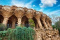Columns in Park Guell designed by Antoni Gaudi in Barcelona, Spain Royalty Free Stock Photo