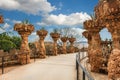 Columns in Park Guell designed by Antoni Gaudi in Barcelona, Spain Royalty Free Stock Photo