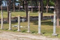 Columns on Piazzale delle Corporazioni in The Ancient Roman Port of Ostia Antica, Province of Rome, Lazio, Italy