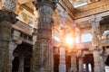 Columns of beautiful Ranakpur Jain temple in Ranakpur, Rajasthan. India