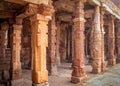 Columns of Quwwat-Ul-Islam mosque, Qutb Minar complex, New Delhi - India Royalty Free Stock Photo