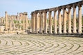 Columns of ruined Greco-Roman city Jerash, Jordan Royalty Free Stock Photo