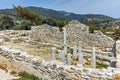 Columns in Ruins of ancient church in Archaeological site of Aliki, Thassos island, Greece Royalty Free Stock Photo