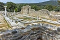 Columns in Ruins of ancient church in Archaeological site of Aliki, Thassos island, Greece Royalty Free Stock Photo