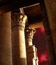 Columns of the Sobek Temple in Kom-Ombo and Eagle Nebula (Elements of this image furnished by NASA)