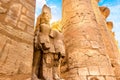Columns and statue in Karnak Temple