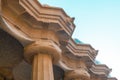 Columns stone aqueduct of a building designed by Gaudi in park Guel in Barcelona. Gorgeous and amazing Park Guel in