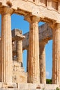 Columns of temple of Aphaea in Aegina Royalty Free Stock Photo