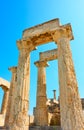 Columns of Temple of Aphaea in Aegina Island Royalty Free Stock Photo