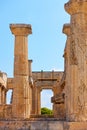 Columns of Temple of Aphaea in Aegina Island Royalty Free Stock Photo