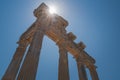 Columns of the Temple of Aphrodite in the resort town of Side in Turkey, a monument of ancient Greek architecture Royalty Free Stock Photo