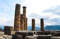 Columns from Temple of Apollo at ancient Delpi high in the moutains of Greece where the Oracles used to prophecy Royalty Free Stock Photo