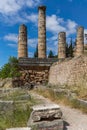 Columns in The Temple of Apollo in Ancient Greek archaeological site of Delphi, Greece Royalty Free Stock Photo