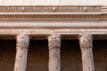 Columns of the Temple of Hadrian Templum Divus Hadrianus, also Hadrianeum on the Campus Martius in Rome Royalty Free Stock Photo