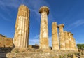 Columns of the Temple of Hercules Tempio di Ercole in the Valley of the Temples Valle dei Templi near Agrigento, Sicily, Italy Royalty Free Stock Photo