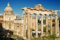 The columns of the Temple of Saturn, Rome Royalty Free Stock Photo