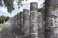 Columns in the Temple of a Thousand Warriors in Chichen Itza ruins, Maya civilization, Mexico Royalty Free Stock Photo