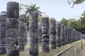 Columns in the Temple of a Thousand Warriors in Chichen Itza ruins, Maya civilization, Mexico Royalty Free Stock Photo