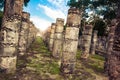 Columns in Temple of a Thousand Warriors in Chichen Itza, Yucatan, Mexico Royalty Free Stock Photo