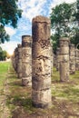 Columns in Temple of a Thousand Warriors in Chichen Itza, Yucatan, Mexico Royalty Free Stock Photo