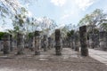 Columns in the Temple of the Warriors at Chichen Itza, Yucatan, Mexico Royalty Free Stock Photo