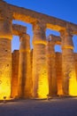 Columns at the Temples of Karnak.in the night. Luxor. Egypt Royalty Free Stock Photo