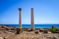 Columns in Tharros archaeological site, Sardinia Royalty Free Stock Photo