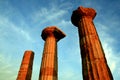 Columns top on blue electric sky. Agrigento Sicily Royalty Free Stock Photo