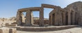 Columns and wall at entrance to an ancient egyptian temple Royalty Free Stock Photo