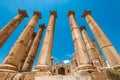 Colums of ancient Roman city of Gerasa, Royalty Free Stock Photo