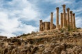 Colums of ancient Roman city of Gerasa, Jerash Royalty Free Stock Photo