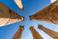 Colums bottom up view from Jerash Royalty Free Stock Photo