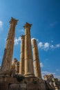 Colums bottom up view from Jerash Royalty Free Stock Photo