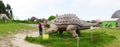 COLUNGA, SPAIN - Jun 01, 2016: children and adults visiting Museo del Jurasico in Spain