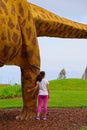 COLUNGA, SPAIN - Jun 01, 2016: children and adults visiting Museo del Jurasico in Spain