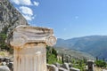Colunm in the ruins of Delphi sanctuary, Greece. Royalty Free Stock Photo