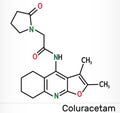 Coluracetam, BCI-540, C19H23N3O3 molecule. It is is a nootropic agent of the racetam family. Skeletal chemical formula