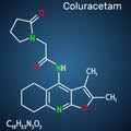 Coluracetam, BCI-540, C19H23N3O3 molecule. It is is a nootropic agent of the racetam family. Structural chemical formula on the