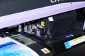 Solvent large format printer ink cartridges detail Royalty Free Stock Photo